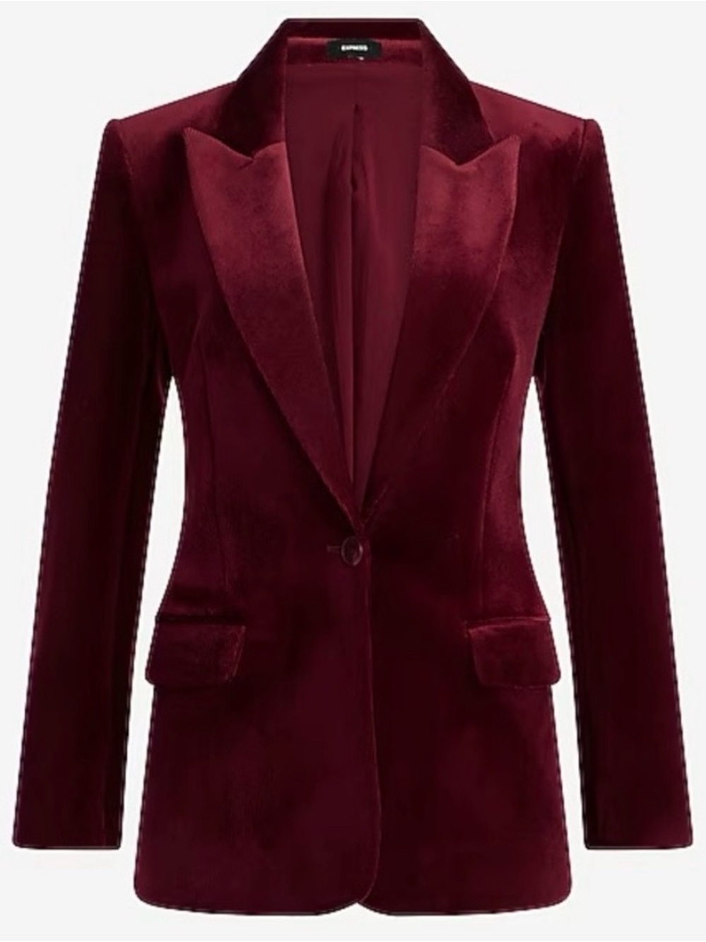 Express Women's Velvet Blazer in Deep Burgundy